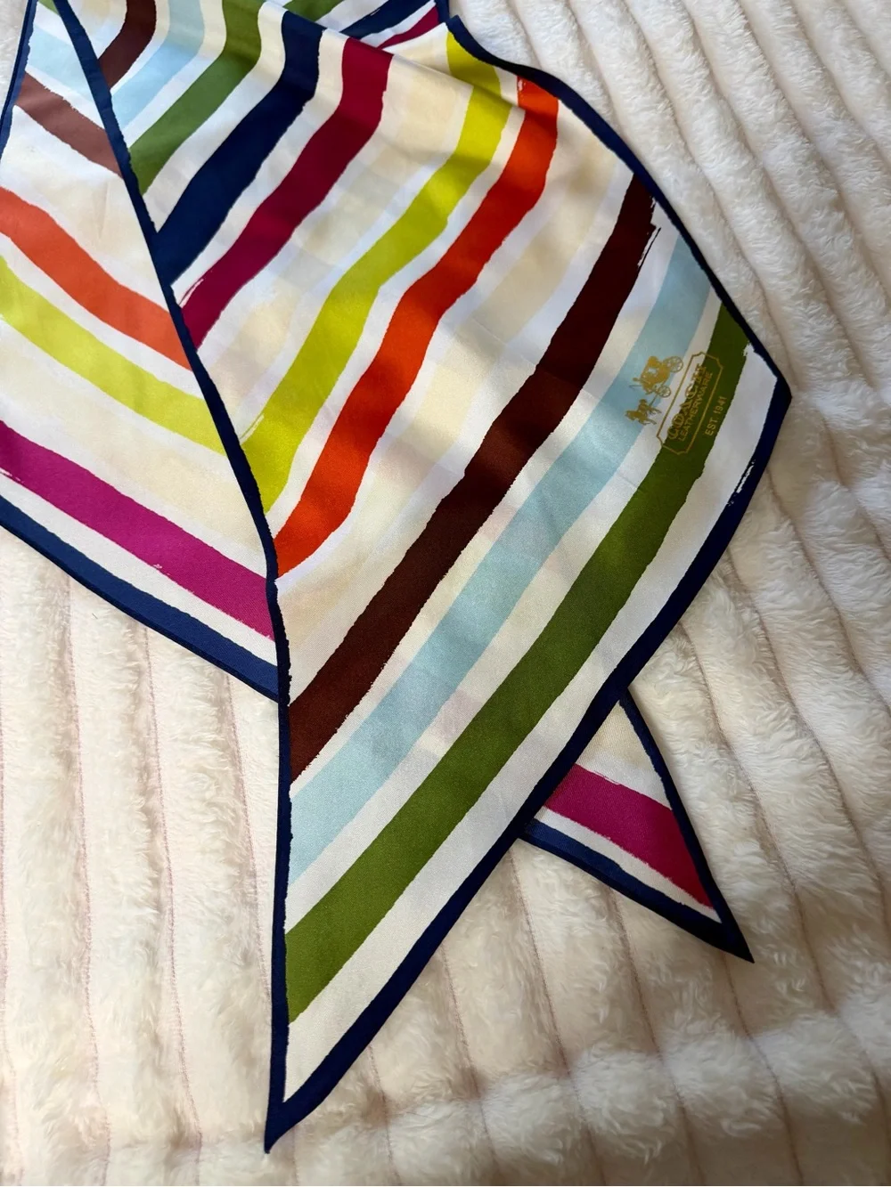 Authentic COACH Legacy Stripe Vintage ~Y2K~ 100% Silk Scarf ~Personal Collection